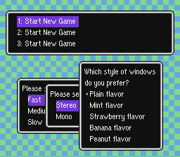 EarthBound's built-in battery allows for up to three files to be saved. Several options to customize, personalize and cater your gaming experience are available&mdash;like choosing your favorite thing, food and pet name. OR simply choose Don't Care and those choices are made for you.
