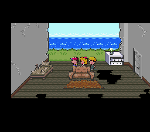 The inside of the dilapidated shack