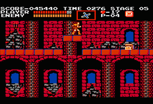 This Treasure Chest can be found in Stage 5 of Castlevania. Jump onto the raised platform, turn around and face right and remain still for a few seconds. The Treasure Chest will appear.