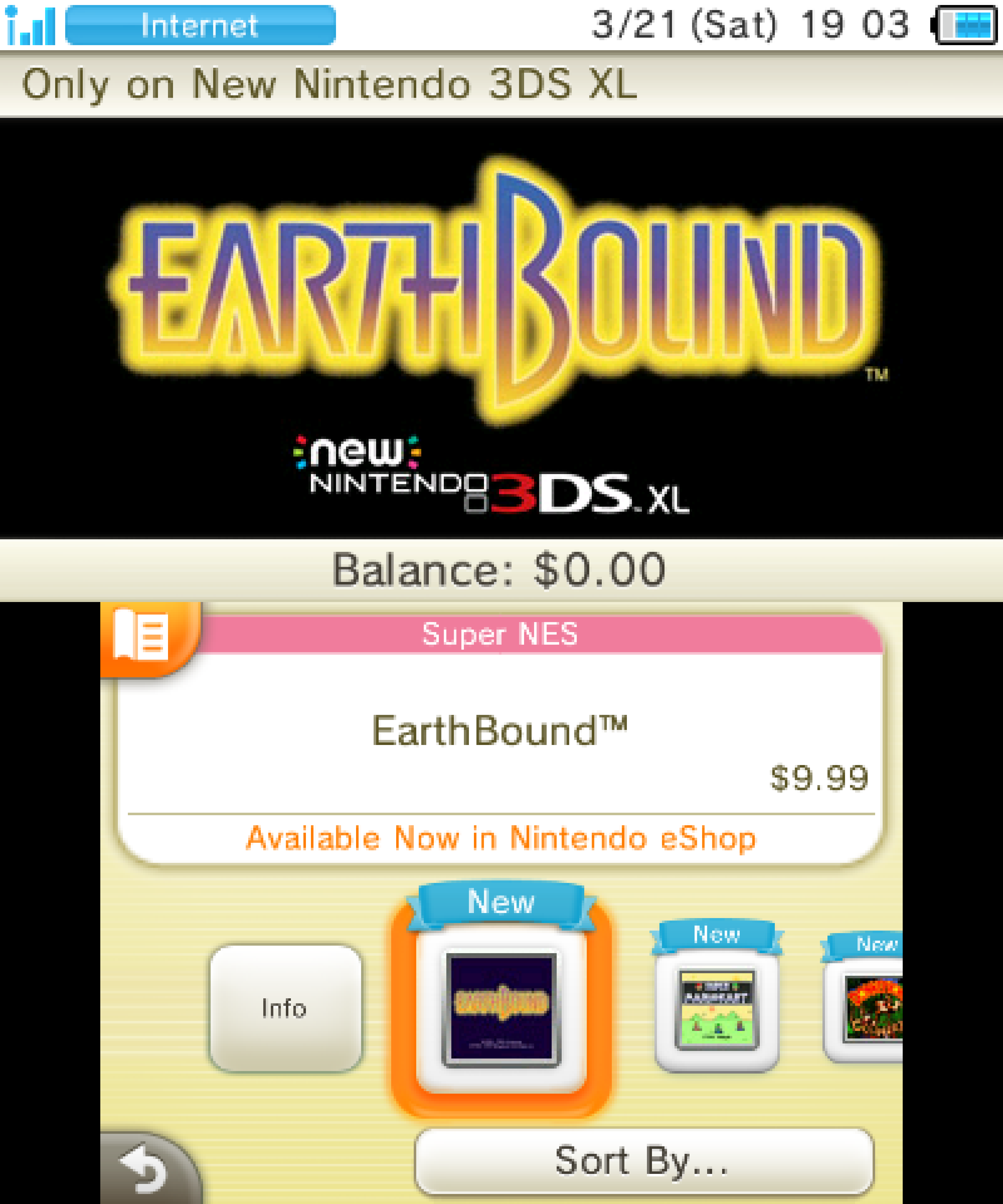 Picture of Nintendo eShop version of EarthBound for Nintendo 3DS XL