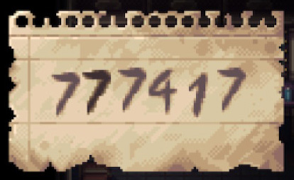 One of the six scraps of paper with numbers that are used to figure out the combination.