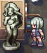 Inside the room with the grand piano, a statue that seems inspired by 'The Birth Of Venus' by Botticelli can be found.