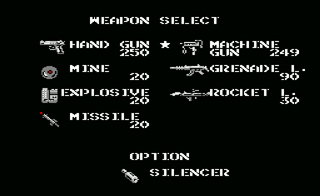 Solid Snake can choose the right weapon for any occasion from the WEAPON SELECT screen.
