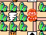 Mario waiting for the Whirlwind in Super Mario Bros. 3.