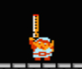 Link holding up the Recorder or Whistle in The Legend Of Zelda.